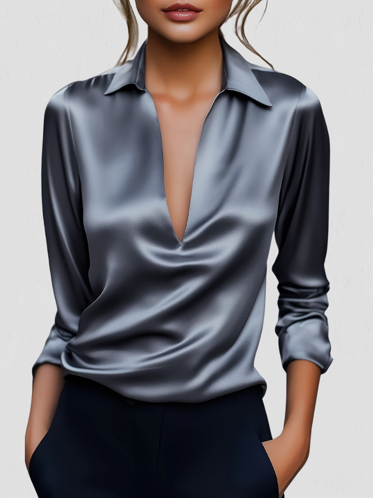 Isabelle™ Satin-Look Drape Blouse