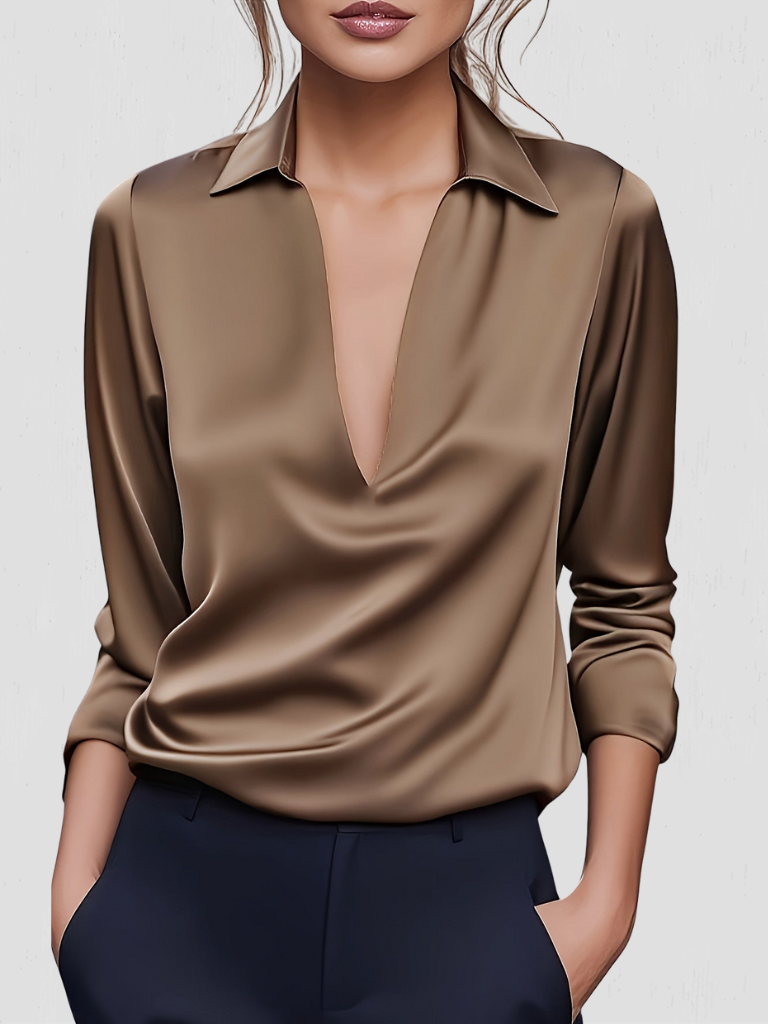 Isabelle™ Satin-Look Drape Blouse