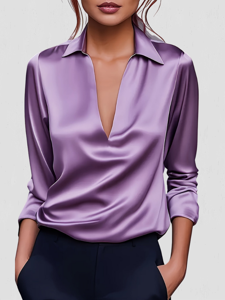 Isabelle™ Satin-Look Drape Blouse