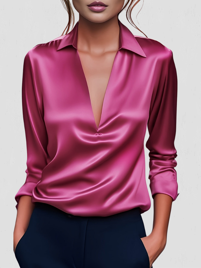 Isabelle™ Satin-Look Drape Blouse
