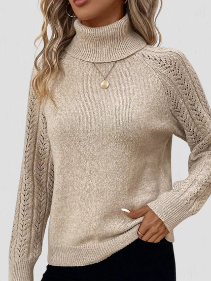 Catherine™ Cozy Lace-Sleeve Turtleneck Sweater