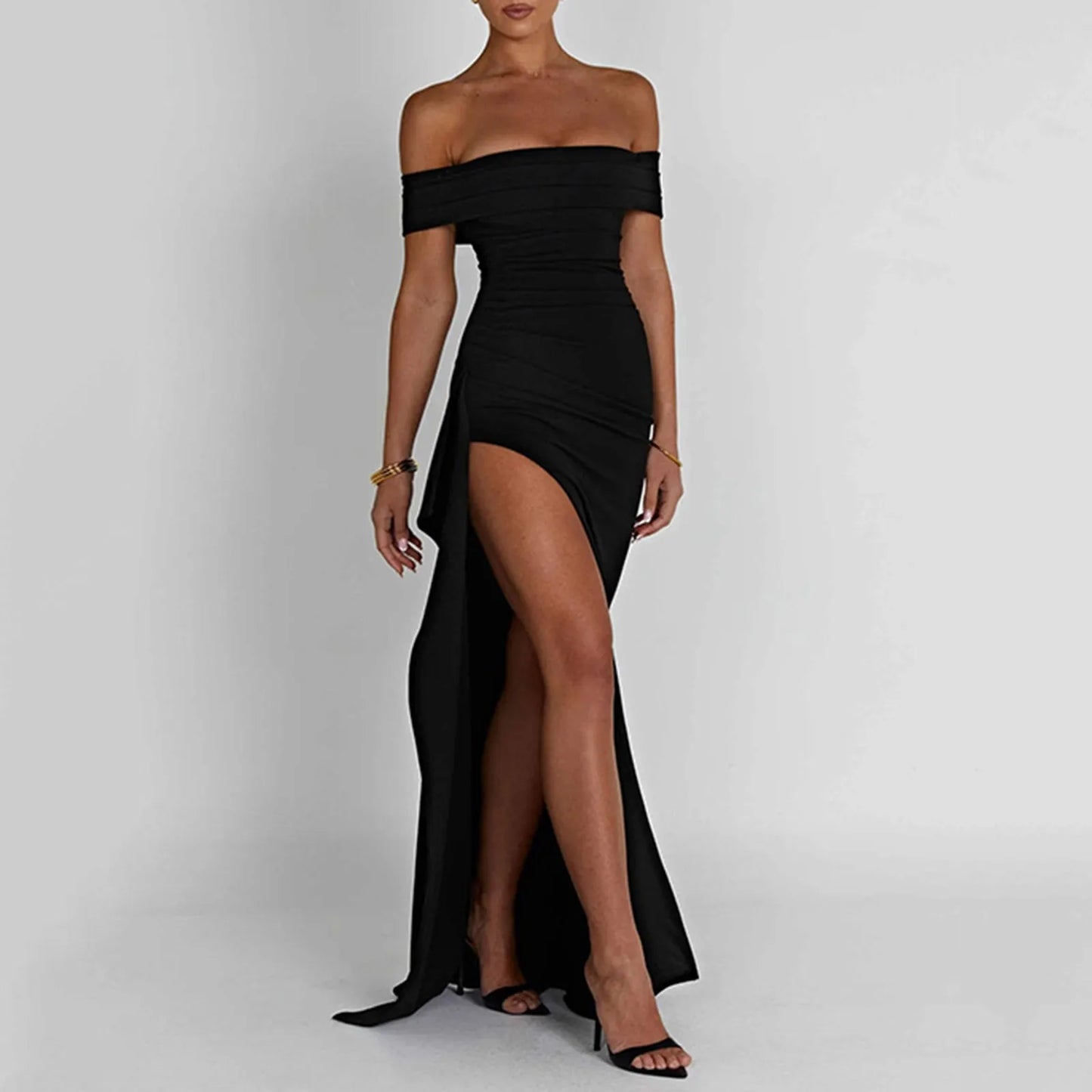 LunaVale™ – Off-Shoulder Slit Gown