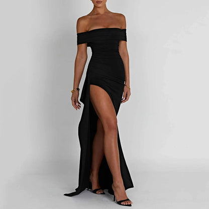 LunaVale™ – Off-Shoulder Slit Gown