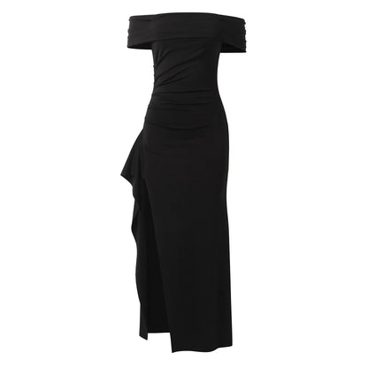 LunaVale™ – Off-Shoulder Slit Gown