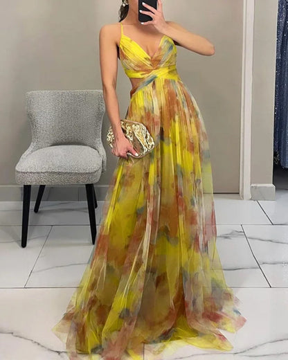 Millie - Elegant Blommig Maxiklänning