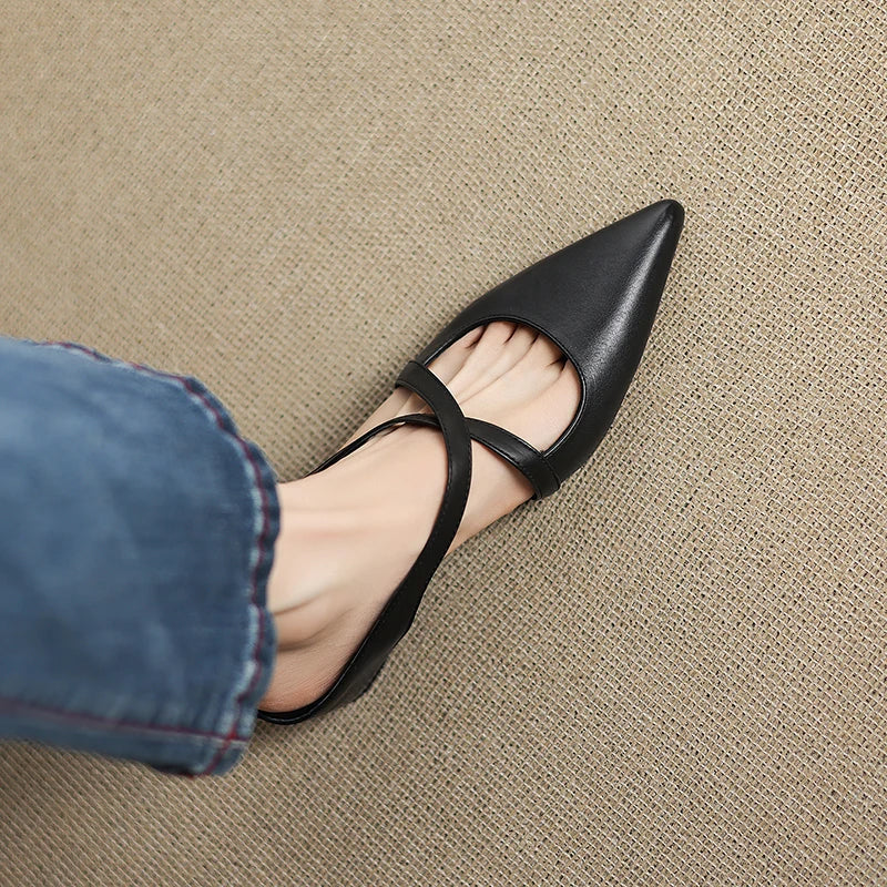 Noélie™ Leather Cross-Strap Mules