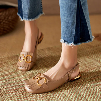 Marigold™ Buckle Fringe Sandals