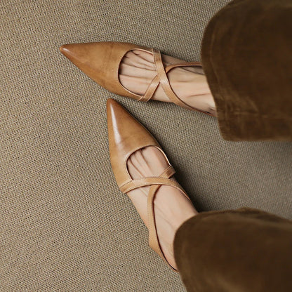 Noélie™ Leather Cross-Strap Mules