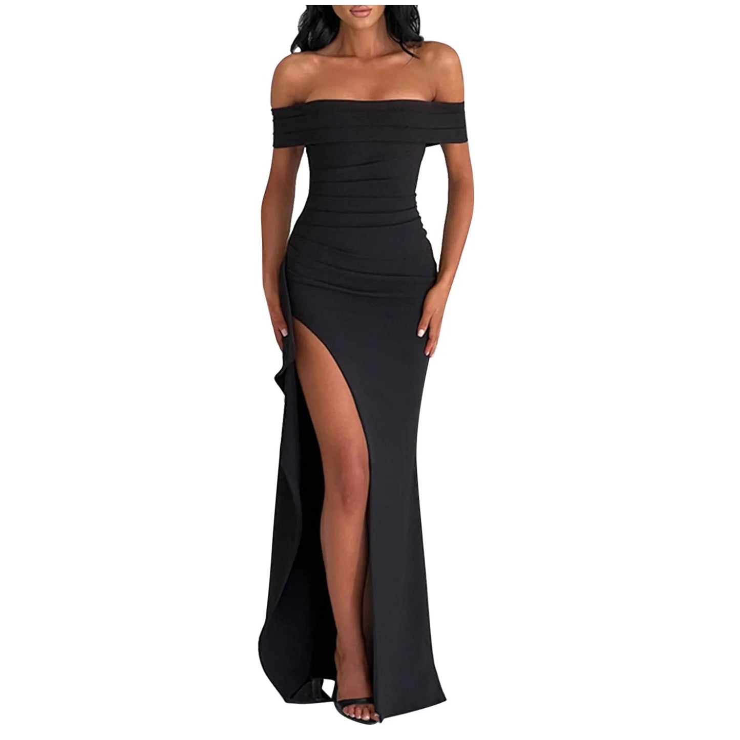 LunaVale™ – Off-Shoulder Slit Gown