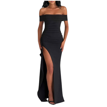 LunaVale™ – Off-Shoulder Slit Gown