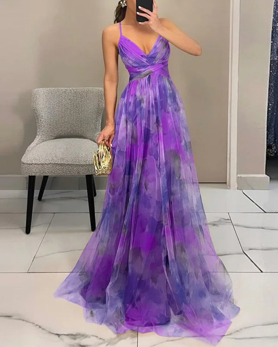 Millie - Elegant Blommig Maxiklänning