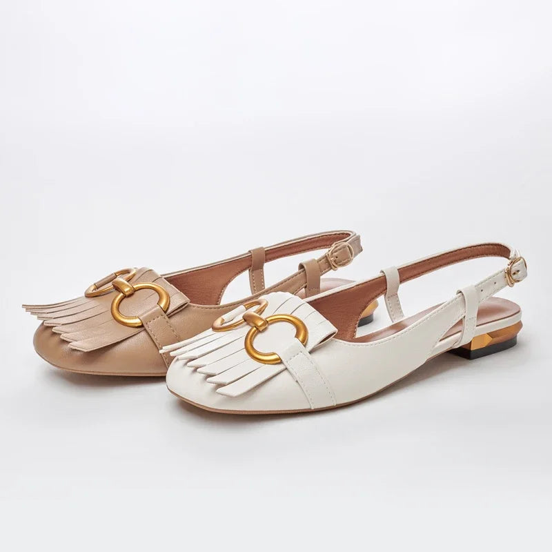 Marigold™ Buckle Fringe Sandals