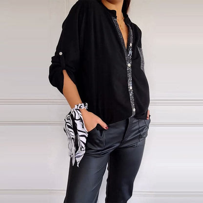 DANICA™ - Blus med paljettdetaljer