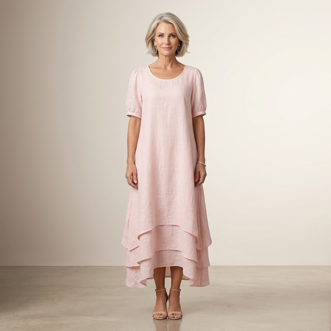 Rose - Böljande Layered Maxiklänning