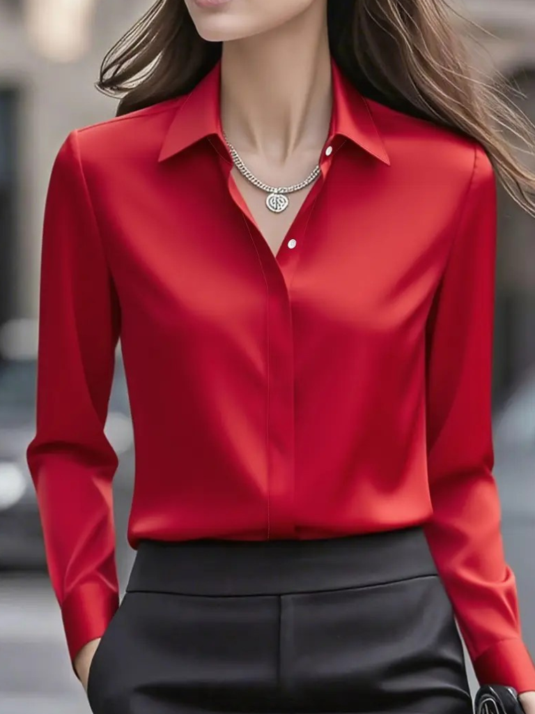 Charlotte™ Satin Drape Lapel Blouse
