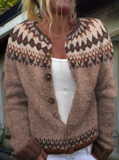 Eleanor™ Cozy Fair Isle Knit Cardigan