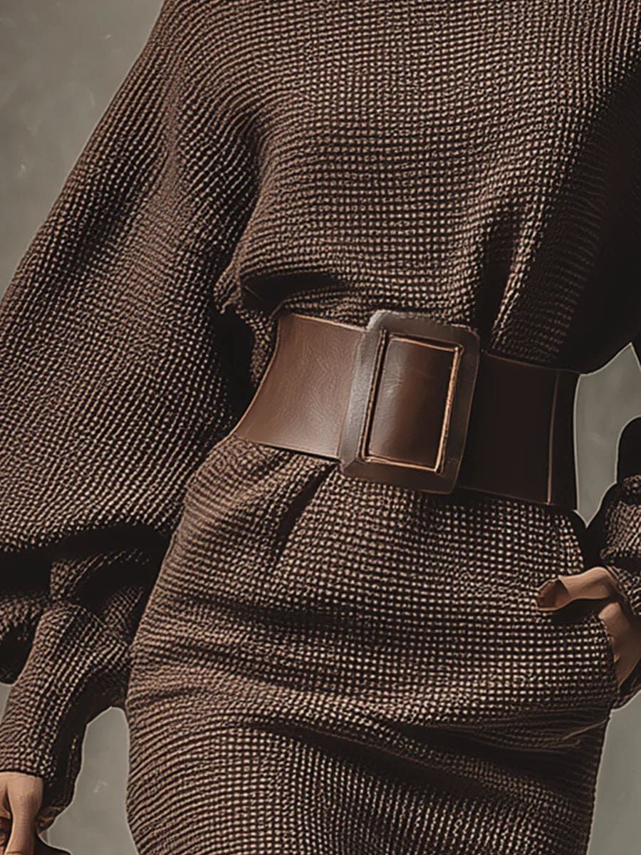 Aureline™ – Sculpted Knit Dress with Belt