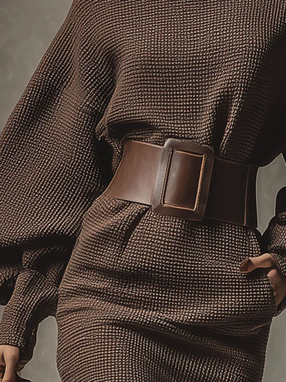 Aureline™ – Sculpted Knit Dress with Belt