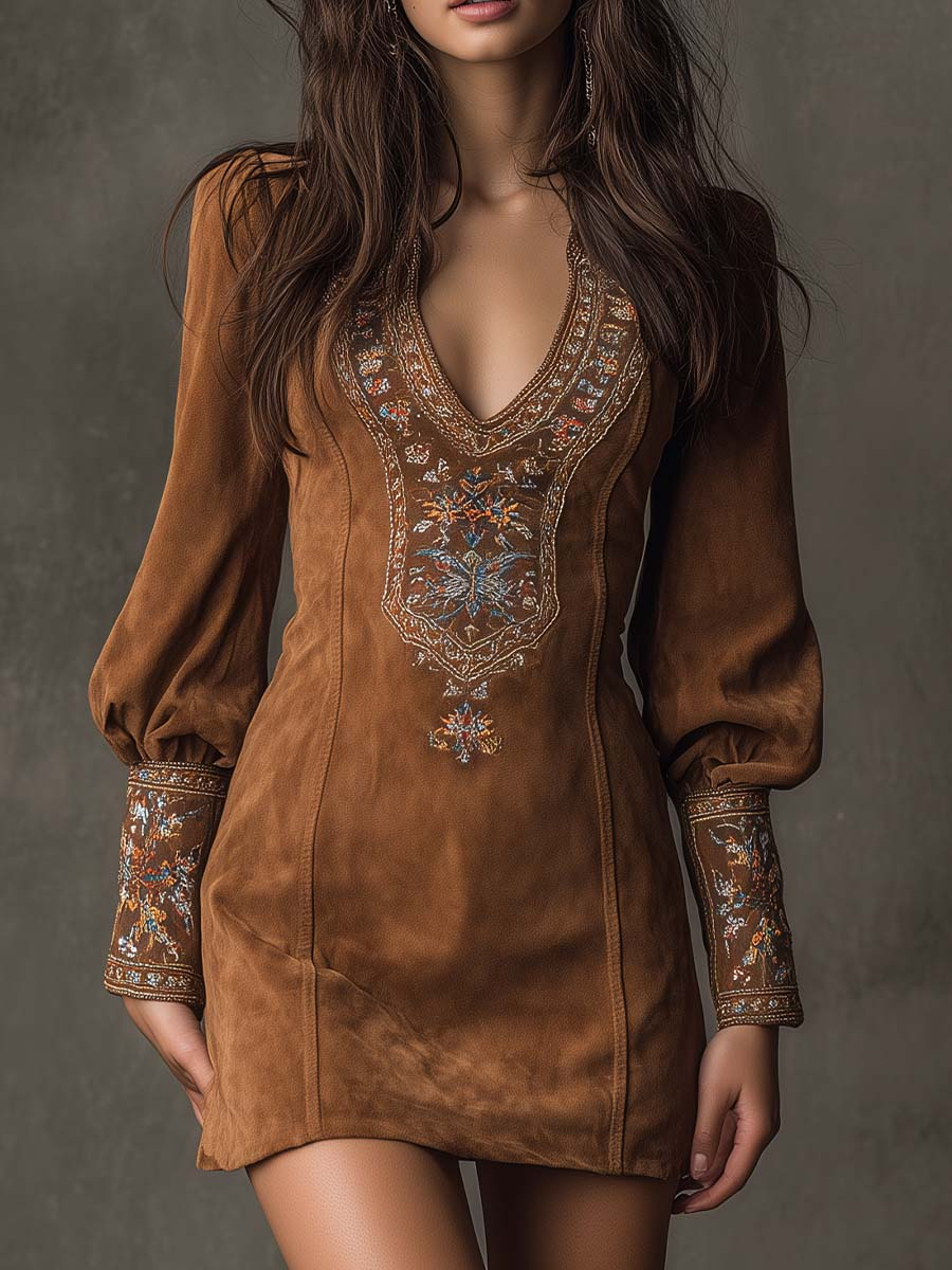 Aurelia™ – Embroidered Boho Mini Dress
