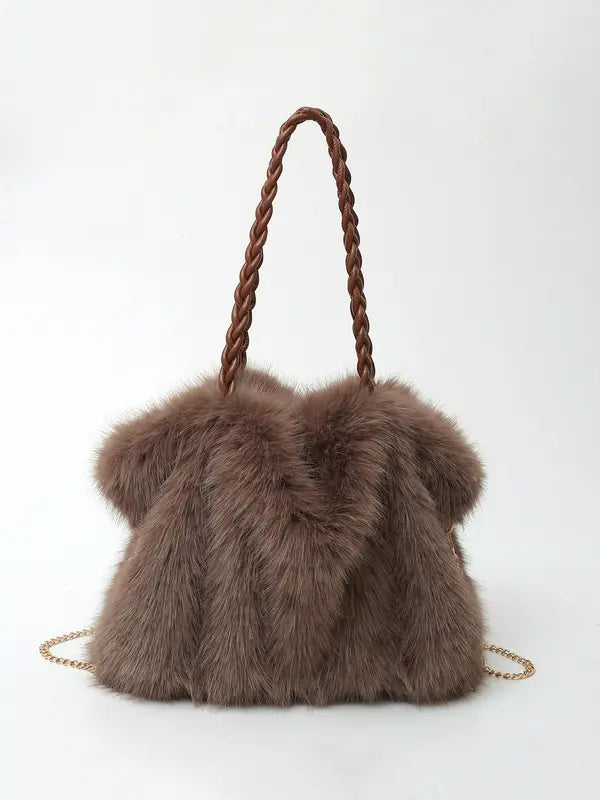 LuxeFrost™ – Plush Faux-Fur Shoulder Bag