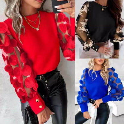 ELISE™ - Glamorös topp med nätärmar