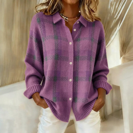Willow & Coast™ – Soft Plaid Knit Cardigan