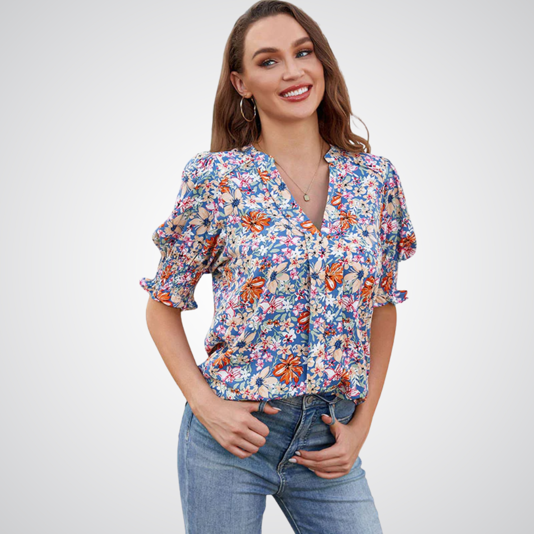MONICA™ – Snygg blus med v-ringning