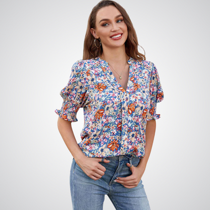 MONICA™ – Snygg blus med v-ringning