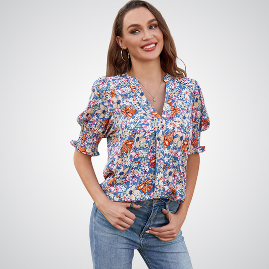 MONICA™ – Snygg blus med v-ringning