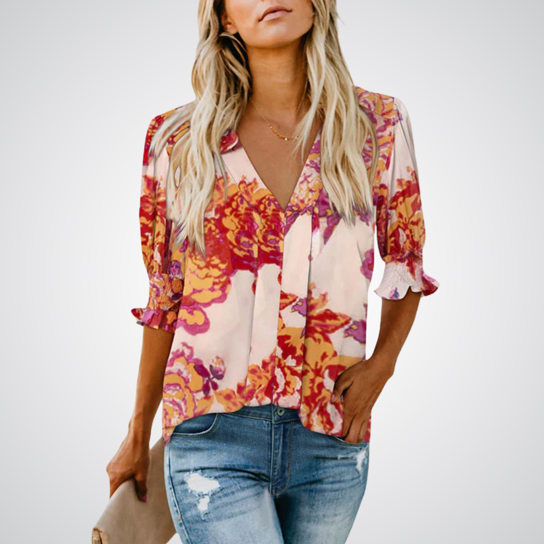 MONICA™ – Snygg blus med v-ringning
