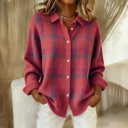 Willow & Coast™ – Soft Plaid Knit Cardigan