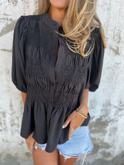 ELIZA™ - Plisserad blus med knappar