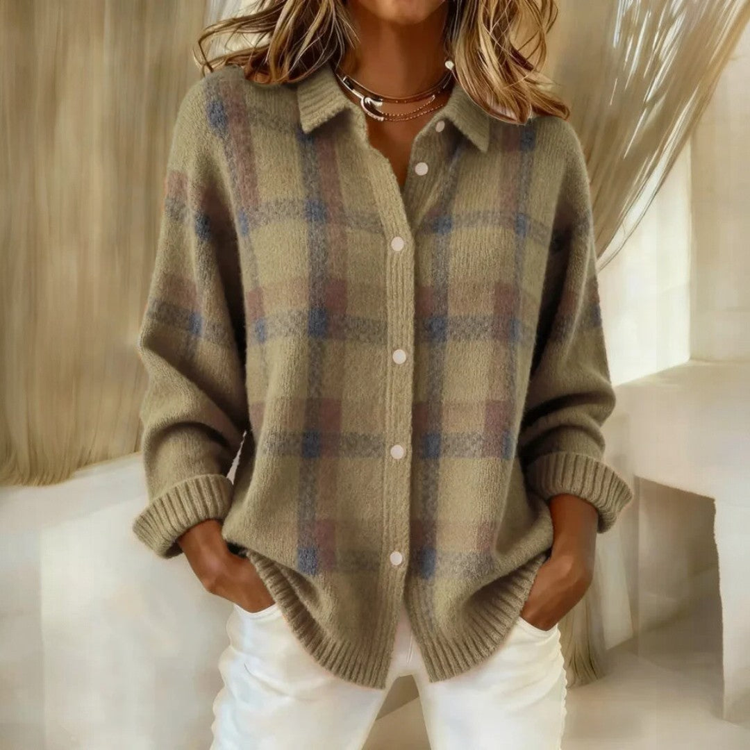 Willow & Coast™ – Soft Plaid Knit Cardigan