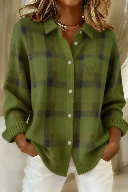 Asteron™ – Soft Plaid Button Knit Shirt