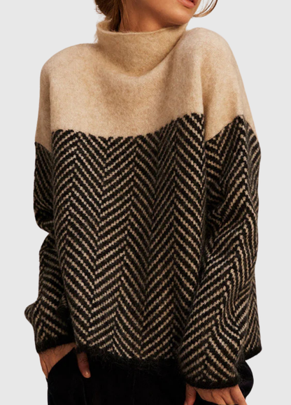 Margaret™ Cozy Herringbone High-Neck Sweater