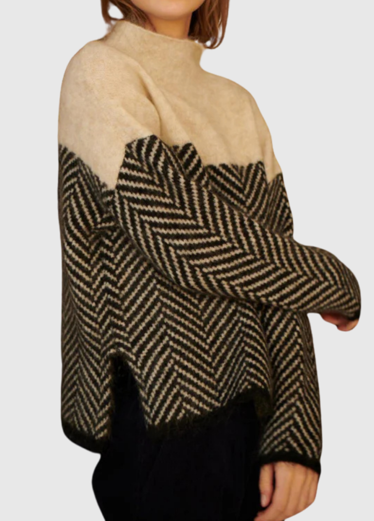 Margaret™ Cozy Herringbone High-Neck Sweater