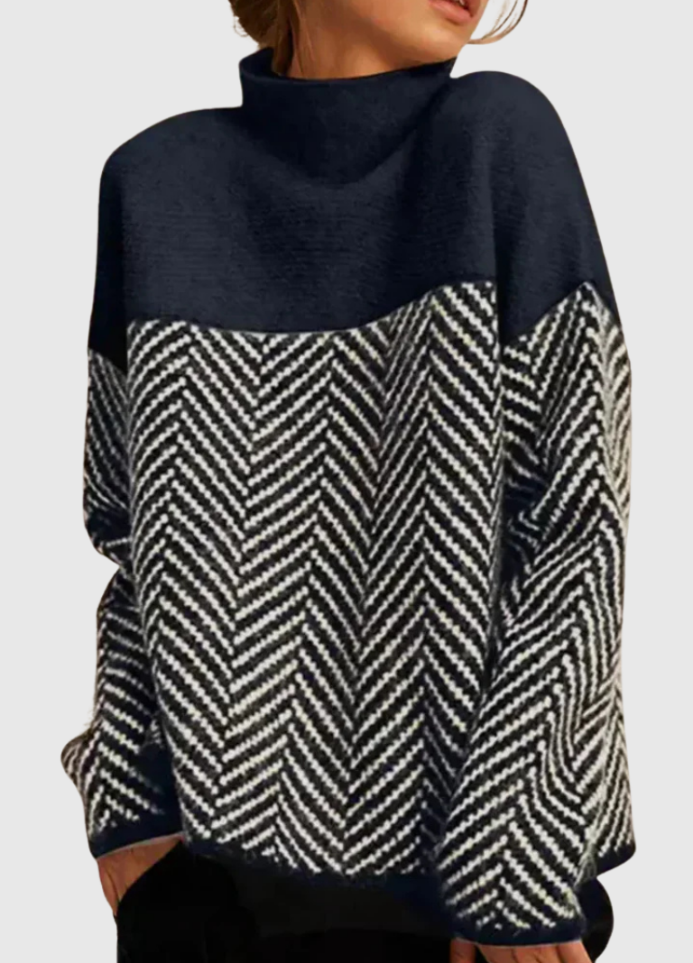 Margaret™ Cozy Herringbone High-Neck Sweater