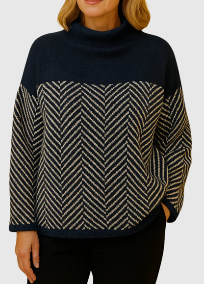Margaret™ Cozy Herringbone High-Neck Sweater