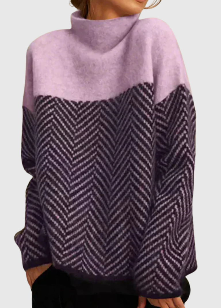 Margaret™ Cozy Herringbone High-Neck Sweater