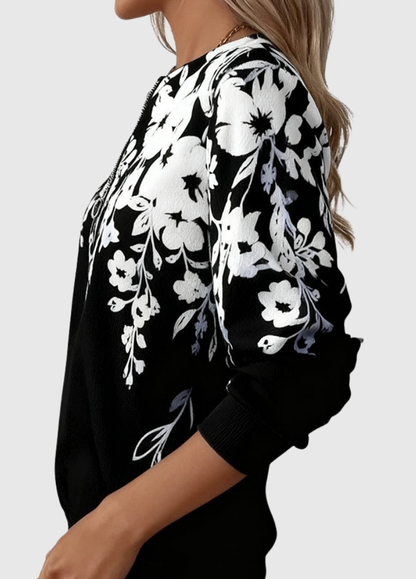 Linda™ Cozy Floral Half-Zip Sweatshirt