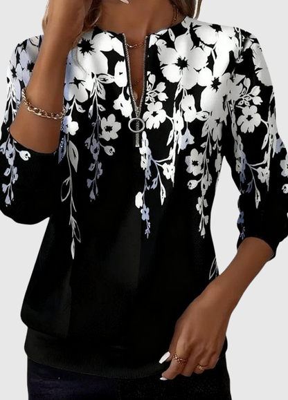 Linda™ Cozy Floral Half-Zip Sweatshirt