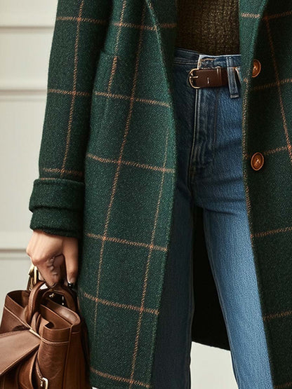 Bravelle™ – Tailored Check Wool Coat
