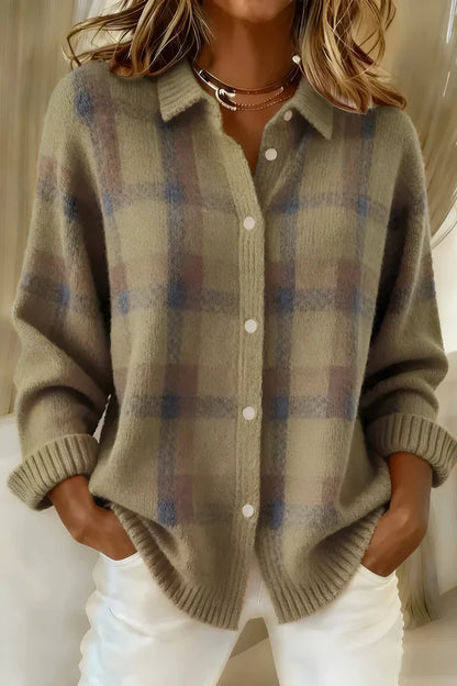 Asteron™ – Soft Plaid Button Knit Shirt