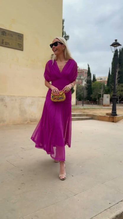 Fiona - Elegant Fuchsia Klänning