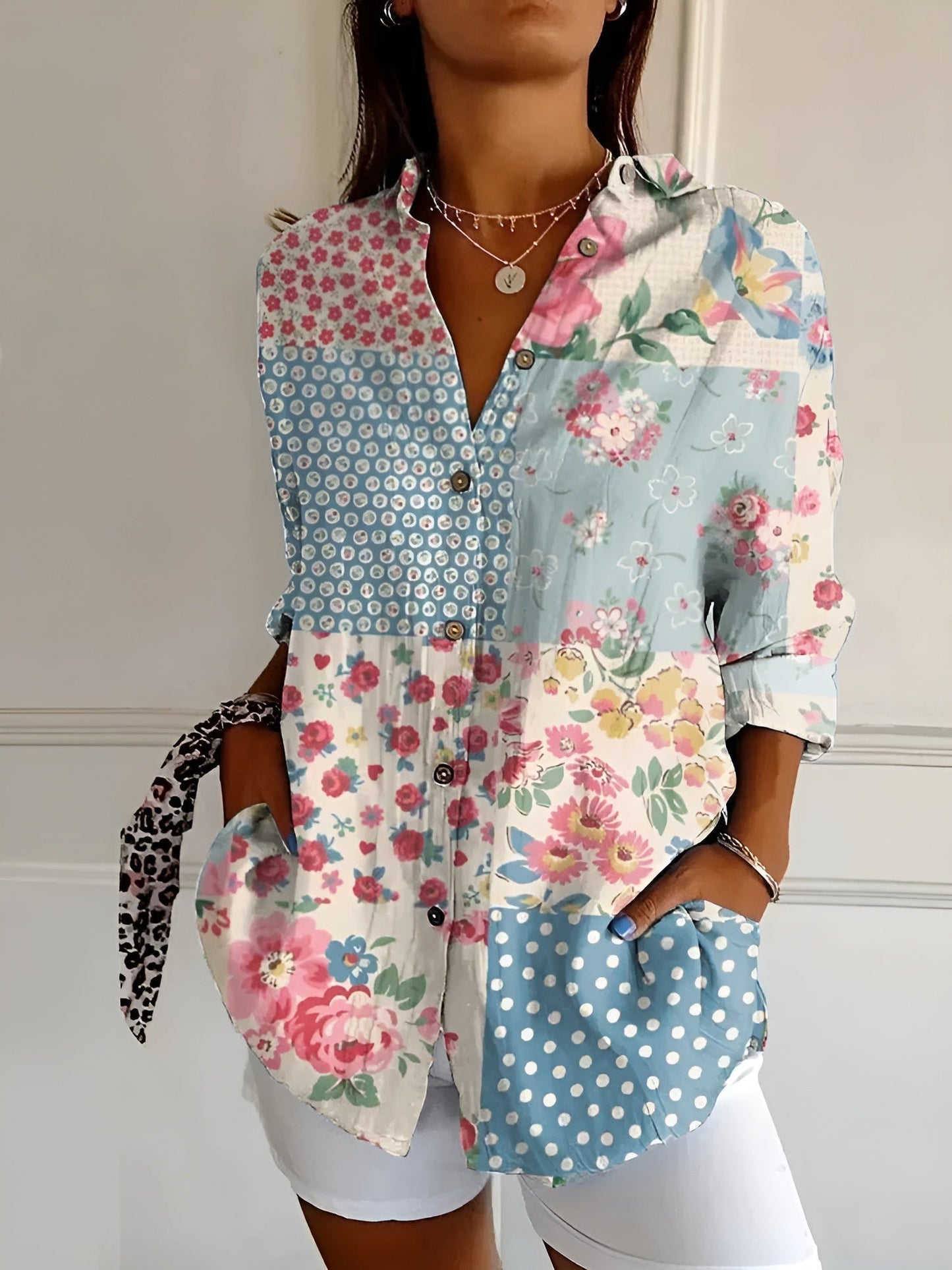 MELODIE™ – Elegant blommig skjorta med knappar