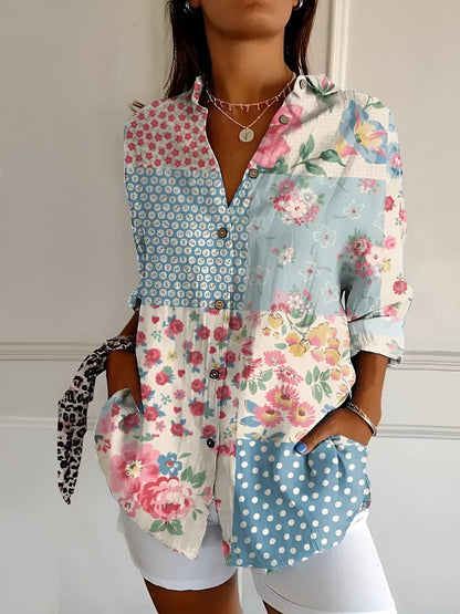 MELODIE™ – Elegant blommig skjorta med knappar