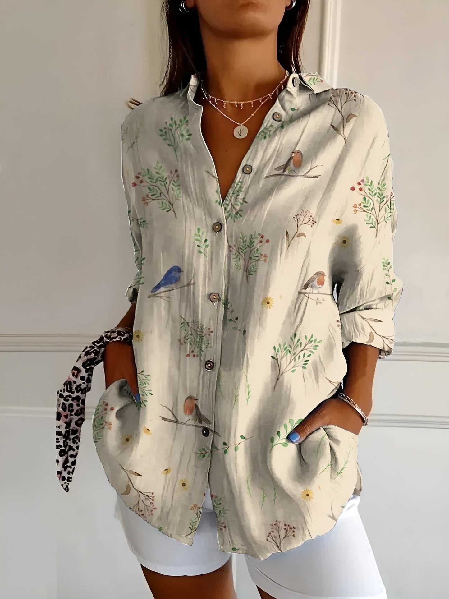 MELODIE™ – Elegant blommig skjorta med knappar