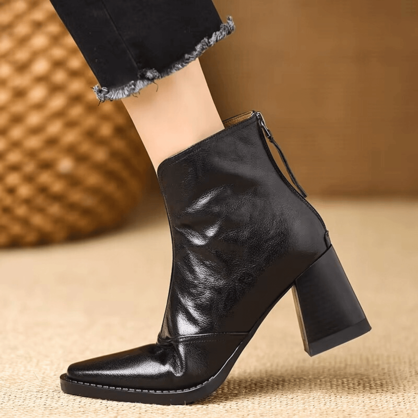 UrbanStride™ – Block Heel Leather Ankle Boots