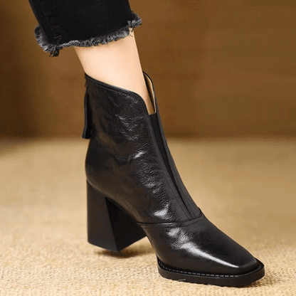 UrbanStride™ – Block Heel Leather Ankle Boots