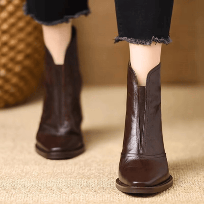 Cavelle™ – Leather Block Heel Ankle Boots